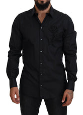 Dolce & Gabbana Black Roses Slim Fit Cotton Shirt -   -  Dolce & Gabbana.
